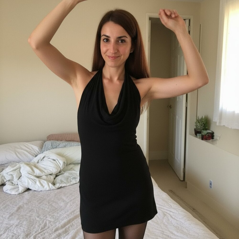 Black halter neck mini dress